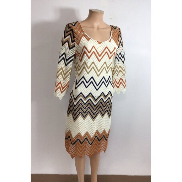 Carrie Allen Boho Dress Chevron Print Womens Medium - Picture 1 of 10